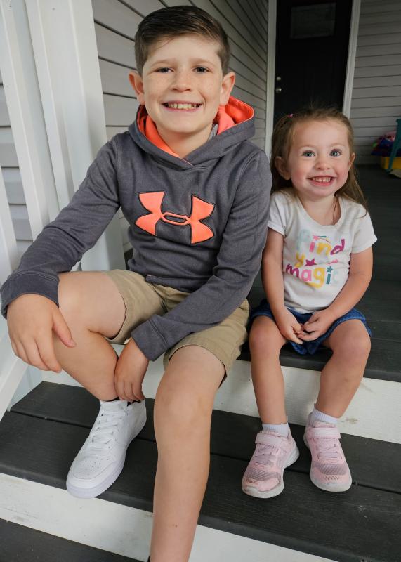 Sixth grader Landon Weaver visits with Maria Clark, future Cape Class of 2040 graduate. COURTNEY CLARK PHOTO